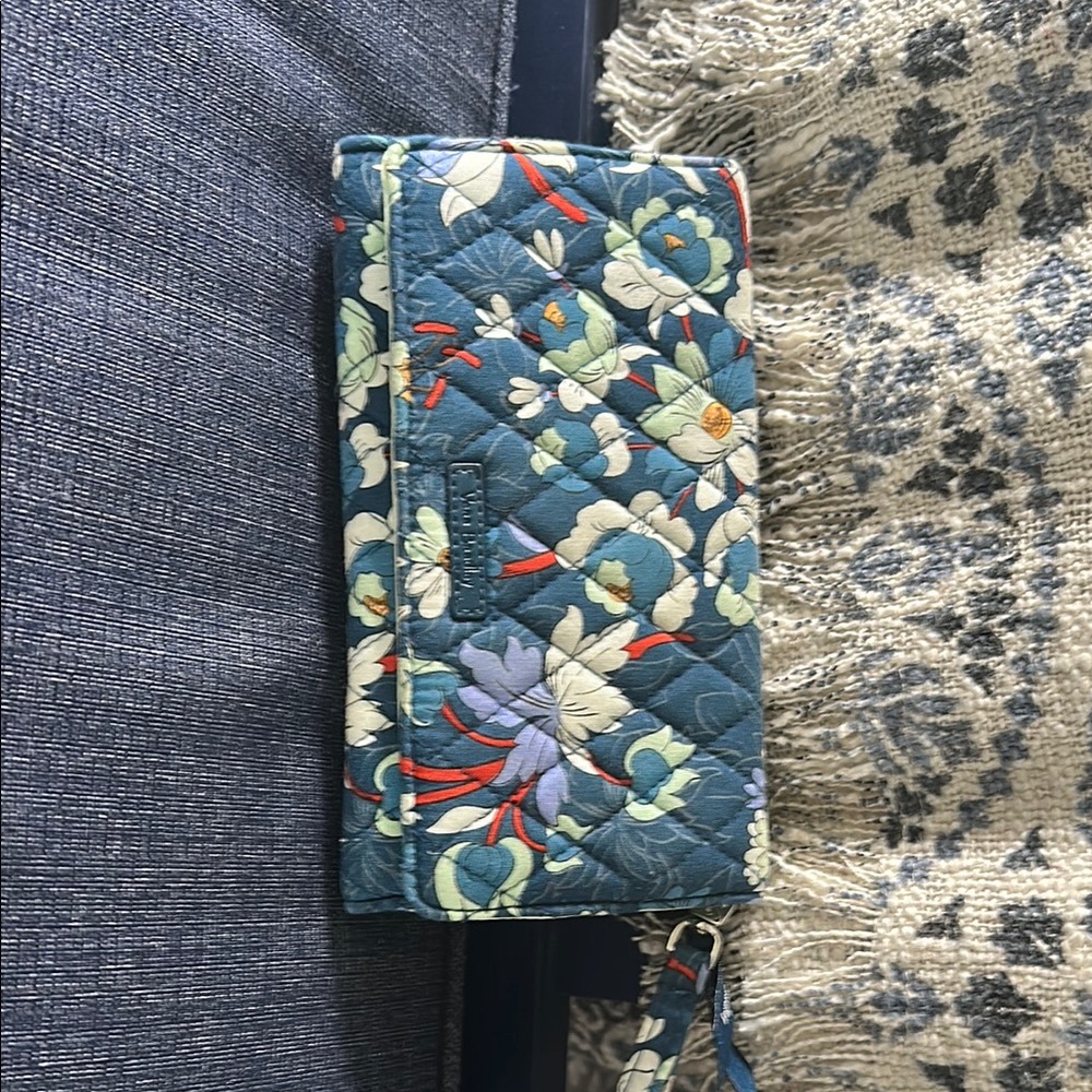 Teal Blue Geometric Pattern Wallet with Modern Mosaic Design